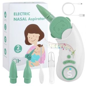 Aspirateur Nasal Bebe Electrique avec 5 Niveaux D'Aspiration, Mouche Bébé Électrique avec Écran, Rechargeable Aspirateur Nez Bebe Electrique avec 3 Embouts en Silicone, Pincettes et Fonction Musicale (DUMI GUNNROM S.R.L., neuf)