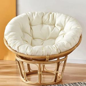 KIUGOP Coussin pour fauteuil papasan, rond, rembourr&eacute;, pour fauteuil papasan, en polyrotin, fauteuil suspendu, coussin de chaise papasan, blanc, 80x80cm (caoguanghuaiamz, neuf)