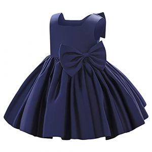 IBAKOM B?b? Petites Enfant Filles Bowknot Tutu Princesse Robe Bal Anniversaire Formel f?te Mariage Bapt?me Demoiselle d'honneur Communion Robe Bleu fonc? 6-12 Mois (ZhuL, neuf)