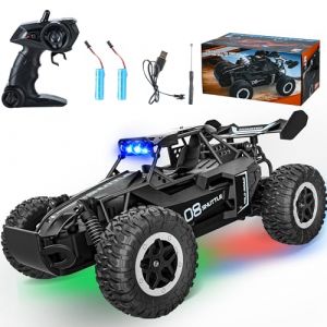 SZJJX Voiture T&eacute;l&eacute;command&eacute;e Tout Terrain,2.4Ghz RC Voiture Telecommand&eacute; Enfant 3 4 5 6 7+,2WD 20KM/H avec LED,Coquille Alliage,Jouet Radiocommand&eacute;e Cadeau pour Fille Garcon Noire (FANTORIX, neuf)