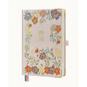 BEZEND Agenda 2026 Journalier A5 21,5 x 14,5 cm &ndash; 1 Jour 1 Page (Janv - D&eacute;c 2026) avec Onglets Mensuels, Porte - Stylo, Papier &Eacute;pais 80 GSM, Couverture Rigide &ndash; Fleurs (Bezend, neuf)