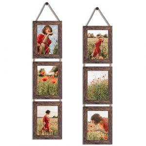 EYMPEU Cadres Photo 13x18 Brun Vintage Collage Triple Ensemble Suspendu, 6 Cadres 13x18 Rustique Verticaux pour Afficher Des Photos, Des Postales, Des Affiches (wall-artist EU, neuf)
