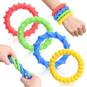 Peevisap 4 Pièces Bracelet Sensoriel, Anti Stress Enfant, Fidget Toys, Bracelet Enfant, Objet Anti Stress, Jouet Anti Stress, Bracelet en Silicone, Toucher, Soulagement du Stress, Attention Dirigée (Sapeevi Store, neuf)