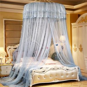 ENEN Bord de Dentelle Ciel de Lit Moustiquaire, Tente de Lit Princesse Moustiquaire de Lit Dome Baldaquin Lit Berceau Auvent de Lit - Ornements Papillon non Inclus (Gris clair) (EnEn, neuf)