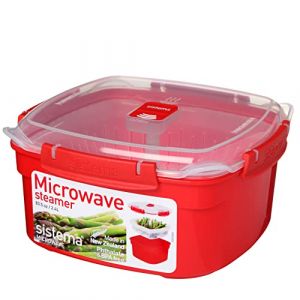 Sistema Cuiseur vapeur micro-ondes avec panier vapeur | 2.4 L Cuiseur vapeur aliments medium | sans BPA | Rouge/Transparent (coseon-de, neuf)