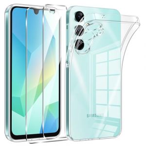 Phoona Coque pour Samsung Galaxy A16 5G/4G avec 2 Pièces Protection Écran en Verre Trempé,Ultra Transparente Silicone en Gel TPU Souple pour Samsung A16 Couqe,Antichoc Anti-Jaune Etui Bumper (Kohl Florian, neuf)