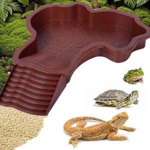 Abreuvoir Tortue Terrestre, Bol d'eau pour Reptiles avec &eacute;Chelle, Rampe Animaux Piscine, Accessoire De Distributeur d'eau pour Tortues Terrestres, Bassin De Douche pour Terrasse (Red) (YiYidose-Livraison sous 7 &agrave; 14 jours, neuf)