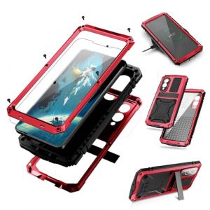 Lunivop Coque Compatible avec Samsung Galaxy S25 Edge (6.7") 2025 Metal, avec d'&eacute;cran int&eacute;gr&eacute;e - B&eacute;quille Protection Militaire Robuste pour S25 Edge Coque (Rouge) (Lunivop Accessories Inc, neuf)
