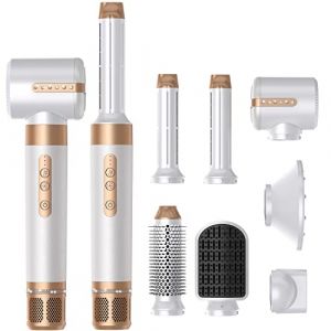 UKLISS Seche Cheveux Professionnel 7 en 1, Brosse Soufflante Brushing Set avec Auto-Wrap Boucleur a Cheveux, Hair Dryer, Brosse Soufflante Lissante, Airstyler pour S&eacute;cher, Boucler, Lisser - Blanc (ukliss beauty, neuf)