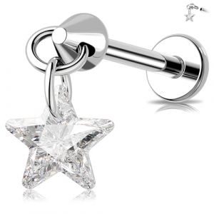 Melighting Piercing d'oreille en cartilage en titane avec filetage interne 16 g - Stud h&eacute;lice &agrave; dos plat - Boucle d'oreille pendante labret - Piercing CZ pour tragus, 16G 8MM, Titane, Zircon cubique (Melighting jewelry, neuf)