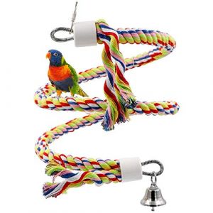 Jouet d'oiseau de Bungee de Corde, Petit Jouet de Perroquet de Taille Moyenne ou de Taille Moyenne Jouet Pure de Perle coloré Naturel de Perle de Cage (DING VICTORY LIMITED, neuf)
