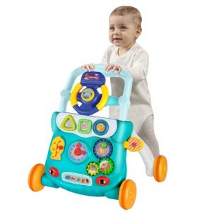 Super Trotteur Parlant, Trotteur Bébé Pliable, Jouet 2 En 1 Pousser pour Bébé avec Musique, Centre D'activités Éducatives Multifonctionnel pour Enfants Filles Garçons 9M+ -40 * 32 * 40.5 cm-vert (Hechheu, neuf)