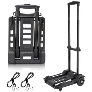 BBWELL Diable Pliant en Aluminium 2 Roues,Diable Robuste Multifonction,Chariot à Bagages Portable,50KG Capacité,2 Cordons Elastiques pour Voyage, Voiture, Bureau (STORE LA PORTA GIUSEPPA S.R.L., neuf)