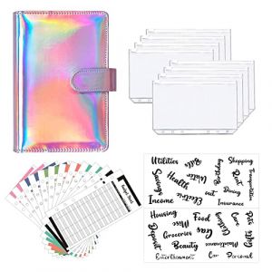 Classeur A6 Budget Enveloppe Budget,Budget Planner,Classeur Budget A6 en PU Cuir avec Feuilles de Budget et Autocollants d'étiquettes,Classeur Budget Documents avec Pochettes Zippées Dossier (Surakey, neuf)