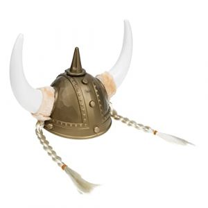 MUCKLILY Chapeau De F&ecirc;te En Corne De B&oelig;uf Viking Plastique, Casque Viking Pour Homme, Accessoire De Costume Masculin, Cosplay Et Spectacle, Taille Unique, Couleur Dor&eacute;e (Senike, neuf)