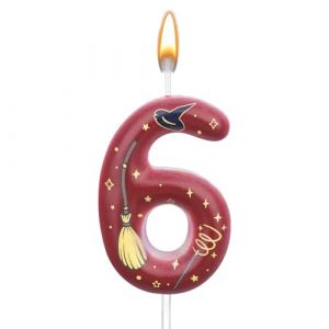 Bougie d'Anniversaire Magique Magicien, Bougie Anniversaire Num&eacute;ro D&eacute;coration de G&acirc;teau Fournitures de F&ecirc;te Magicien Magique pour Gar&ccedil;ons Filles Cadeaux F&ecirc;te (6) (moncion, neuf)
