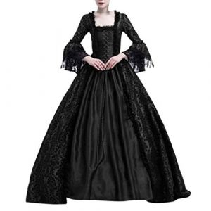 2024 Robe R&eacute;tro M&eacute;di&eacute;vale Femmes Renaissance Robes Grandes Tailles M&eacute;di&eacute;vale R&eacute;tro Manches Trompette Reine Victorienne Gothique Robe Maxi Carnaval Halloween F&ecirc;te Femme Cosplay Carnaval Victorie Dress (⭐⭐⭐⭐⭐AEGJEGVD⭐⭐⭐⭐⭐, neuf)