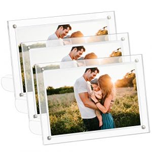 CECOLIC Cadre photo en acrylique transparent 10 x 15 cm, cadres photo magn&eacute;tiques, pr&eacute;sentoir de cartes postales sans cadre pour afficher les photos des amis de la famille (lot de 3) (Cecolic Direct, neuf)