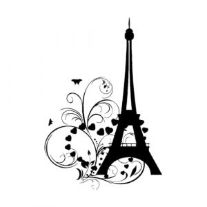 Sticker mural tour chambre d'enfant chambre Paris coeurs papillon vinyle stickers muraux d&eacute;cor romantique fond-S-28x42cm-Black (LIUJIAHAO Sticker, neuf)