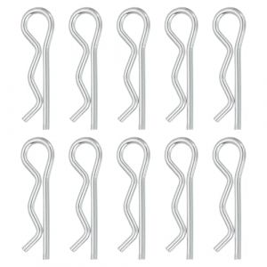 QUARKZMAN 10 Pcs Goupille D'Attelage, 1.6mm x 28mm R Clips Acier Carbone Goupille De Retenue &Eacute;pingle &Agrave; Cheveux Kit D'Assortiment Tracteurs Tondeuses Camions Goupille D'Attelage, Argent (QUARKZMAN, neuf)