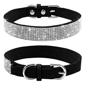 haoyueer Collier pour Chien avec Strass, en Cuir synth&eacute;tique Doux, Taille XS, Noir (haoyueer-uk, neuf)