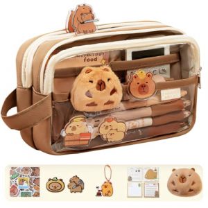 FENQURO Capybara, Trousse &agrave; crayons Capybara transparente avec compartiments, grande ouverture, trousse &agrave; crayons Capybara pour papeterie, cosm&eacute;tiques, articles de toilette, multicolore (WINESTART, neuf)