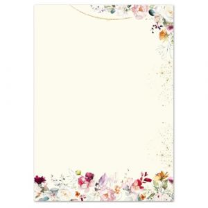 Lot de 100 feuilles de papier à lettre Motif fleurs tropicales Format A6 (105 x 148 mm) portrait 90 g/m² Multicolore (Paper-Media, neuf)