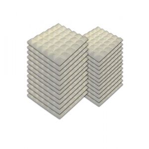 SK Studio Lot de 24 carr&eacute;s de Panneau Mural Acoustique pyramidale Home Studio Traitement insonoris&eacute; Accessoires en Mousse 25x25x5cm, blanc (iRich U EU, neuf)