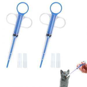ARYIMYDP 2Pcs Pilule Chat Distributeur de M&eacute;dicaments pour Animaux, Lance Pilule Chat, Bleu avec Embouts Souples, Seringue R&eacute;utilisable, Facile &agrave; Utiliser, pour Chiens et Chats, pour Pilules (UIRYFAZHANYOUXIANBAODAN, neuf)