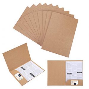 10 Pcs Sous-Chemises de Dossier A4 en Papier Kraft Porte-Bloc de Document &agrave; Insertion avec Rabat Portable Pochette de Fichier Rapport Cartonn&eacute; Porte-Document de Contrat Farde pour R&eacute;union Bureau &Eacute;cole (Xinxiang Optics, neuf)