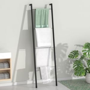 pickpiff &Eacute;chelle de couverture en m&eacute;tal noir &ndash; Porte-serviettes mural sur pied pour salle de bain, salon, cuisine, support pour serviettes, couvertures, jet&eacute;s, quits (4 niveaux, noir) (Aojiwangluo, neuf)