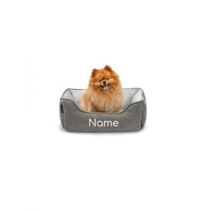 lionto Lit pour Chien 2-en-1 avec entrée Confortable, Couchage Douillet réversible pour Chiens et Chats, 60x50 cm, Coussin pour Chien en suédine Facile d'entretien, Gris (avec nom imprimé) (dibea, neuf)