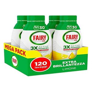 Fairy Lessive Lave-vaisselle Gel liquide, 120 lavages, Lot de 4 bouteilles, Platinum Citron (agdmaster, neuf)