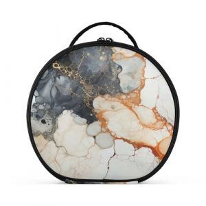 Art De Marbre Blanc Noir Créativité Trousse Sac Cosmétique Circulaire de Maquillage Pochette Sacs avec Cloisons Amovibles pour Voyage Filles (HULAHULA, neuf)