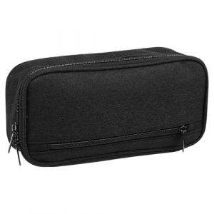 BATENGKEJI Trousse à crayons noire de grande capacité avec 2 compartiments, trousse à crayons noire pour homme et femme, trousse à crayons portable, trousse de papeterie de bureau, ferreux (BATENGKEJI, neuf)