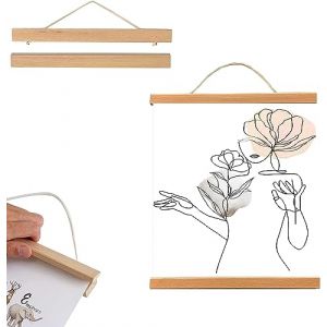 KARELLS Porte-affiche, Cadre Magn&eacute;tique de Photo en Bois, Moderne Photo de Bricolage Magn&eacute;tique en Bois pour Afficher Peinture Tableau Dessin D&eacute;coration pour Mur (Taille : 21cm) (Sweems, neuf)