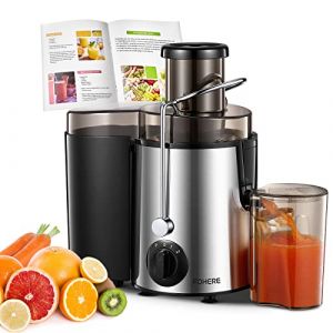 FOHERE Centrifugeuse Extracteur de Jus, 400W Centrifugeuse Fruits et Legumes à 3 Vitesses, Bec Anti-goutte, Grand Bouche en Acier Inox, Sans BPA Pichet à Jus et Recette de Jus (Fuduosii, neuf)
