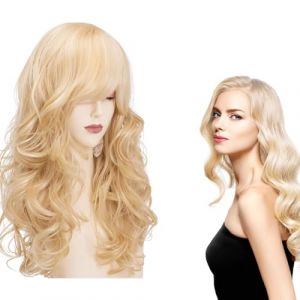 60 Cm Perruque Blonde Longue, Perruque Blonde Bouclées Ondulées Blond, Perruque Femme Naturelle Blonde, Perruque Blonde Femme Longue Pour Rassemblements Quotidiens, Cosplay, Fêtes, Halloween (phxdance, neuf)