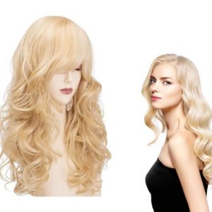 60 Cm Perruque Blonde Longue, Perruque Blonde Bouclées Ondulées Blond, Perruque Femme Naturelle Blonde, Perruque Blonde Femme Longue Pour Rassemblements Quotidiens, Cosplay, Fêtes, Halloween (UNSTOP, neuf)