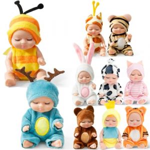 10 pi&egrave;ces Mini Poup&eacute;es B&eacute;b&eacute;, Poup&eacute;es Reborn, Poup&eacute;e B&eacute;b&eacute; R&eacute;aliste de 11 cm avec V&ecirc;tements d'Animaux, Figurine Mignonne pour Enfants, Ensemble de Jouets de Poup&eacute;es Cadeau pour Filles, Panier de P&acirc;ques (TNTGMG, neuf)