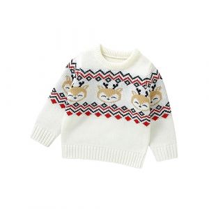 Pull No&euml;l Enfant B&eacute;b&eacute; Pull De No&euml;l Barboteuse,Pull De Noel Enfant 12 Ans Sweat Garcon 14 Ans A Capuche Cardigan Bebe Fille 3 Mois Pull Plaid Sweater Enfant Fille Gilet Noel(b-Blanc,3-6 Mois) (WULOFA, neuf)