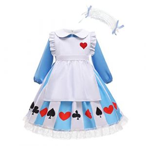 Lito Angels Deguisement Robe Alice au pays des merveilles avec Tablier Blanc et Bandeau pour Enfant Fille Taille 4-5 ans, Bleue (Lito Angels FR, neuf)