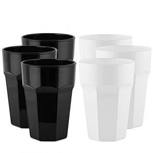 TREND FOR HOME 6 Verres à Cocktail 425 ml Verre Coloré Grand Verre Gobelet Noir et Blanc Verres à Eau Verres à Jus et Soda Gobelet Smoothie Verres à Mojito Gobelet Cafe | Gigi Black&White (Trend Ecommerce, neuf)