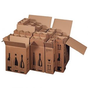 karton-billiger | Carton d'expédition pour bouteilles de vin certifié PTZ, DPD, Hermès, certifié UPS, 8 tailles, 1 à 12 bouteilles (pour 1 bouteille magnétique (1,5 l), 10 (Karton-billiger, neuf)