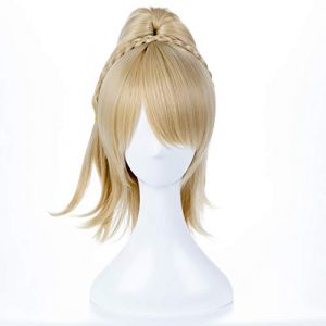 LINLINCD Perruque de cosplay FF15 Final Fantasy XV Lunafreya Nox Fleuret Princesse Luna Courte Blond clair Cosplay Costume Perruque résistante à la chaleur Fibre + bonnet de perruque comme sur l'image (qiu lai shan mao hang, neuf)