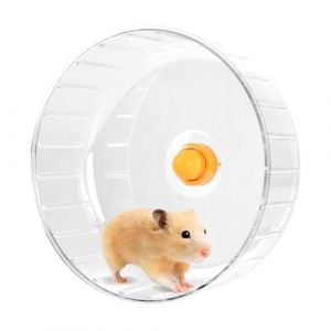 Roue d'exercice Silencieuse pour Hamster, Roue Hamster 21 cm, Roue de Course pour Gerbilles Chinchilla, Hamster Wheel de Jouet Accessoire Transparent pour Totoro, Souris, Écureuil, Petit Animal (allowreve, neuf)