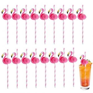 JUGUTA Lot De 50 Pailles À Cocktail, En Papier 3D, Paille Cocktail Biodégradables, Tropicales, Fête Hawaïenne, Décoration De Boisson, Pour Boissons Froides, Flamant Rose (ROXYROX FASHION, neuf)