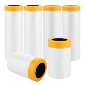 WOPPLXY 6 Rouleaux Protection Peinture, 2 Rouleaux 55cmx16m + 2 Rouleau 150cmx16m + 2 Rouleau 280cmx10m Bache Protection Peinture Transparente, Bache Peintures de Protections Sol avec Ruban Adhésif (WOPPLXY, neuf)