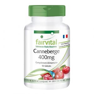 Fairvital | Cranberry 400mg - fortement dos&eacute; - VEGAN - extrait de Canneberge (25:1) avec 30000mg de Canneberge - 90 g&eacute;lules - substance pure sans additifs (Fairvital - substances vitales bioactives, neuf)