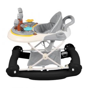 Trotteur Bébé,5 en 1 Poussette pour bébé,Boîte à Musique Cartoon Amovible,Capot pivotant à 360 degrés,poignée de poussée Haute,Jeu Bébé 6 mois et+,67 * 72 * 92cm-Noir(A) (Hechheu, neuf)